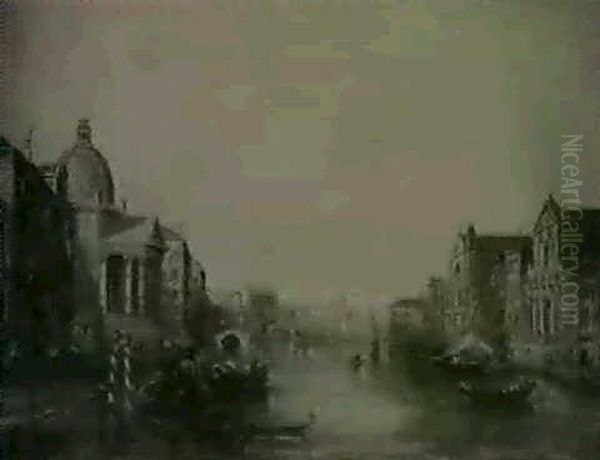 View Of A Venetian Canal Oil Painting by Edward Pritchett