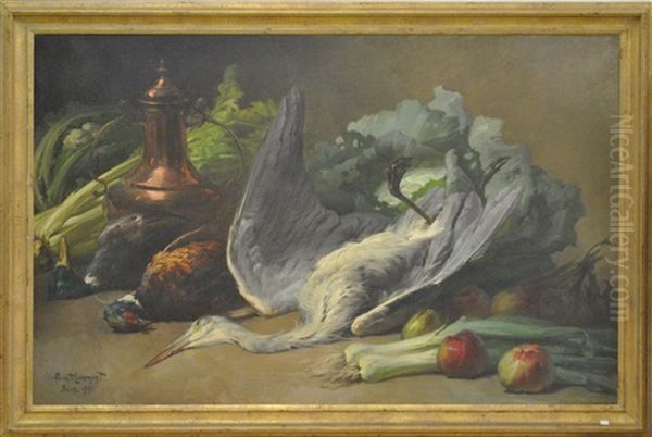 Nature Morte Au Heron Oil Painting by Henri Privat-Livemont