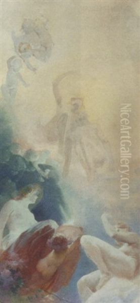 Heavenly Bodies Oil Painting by Henri Privat-Livemont