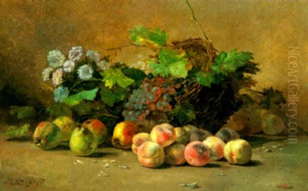 Still Life With Fruit Oil Painting by Henri Privat-Livemont