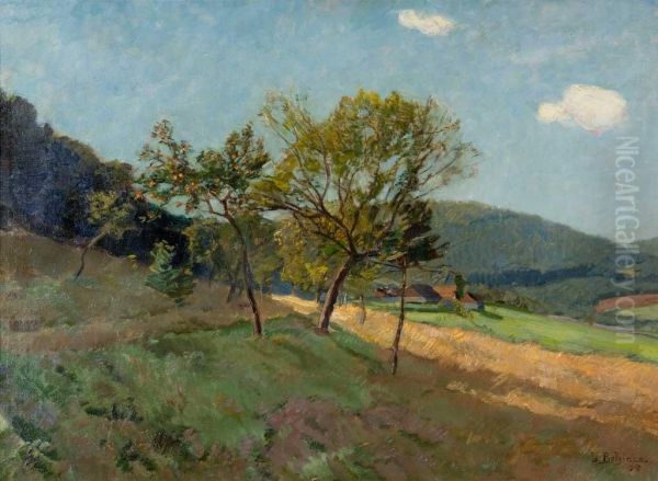 Paesaggio (valle Dell'isarco) Oil Painting by Ludwig Bolgiano