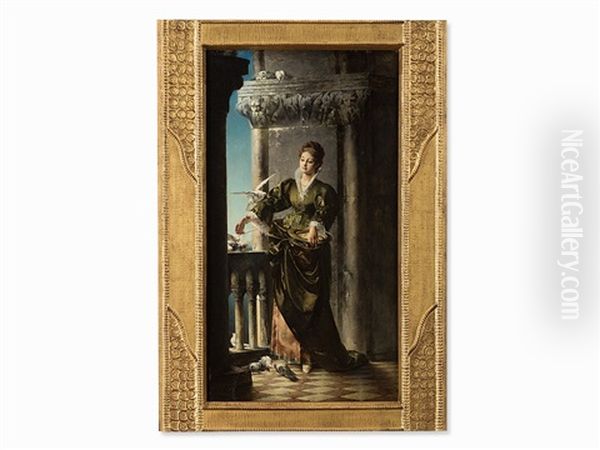 Venetian Lady Oil Painting by Carl Probst