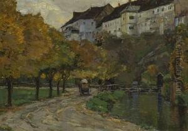 Dachau Am Muhlbach. 1904 Oil Painting by Ludwig Bolgiano