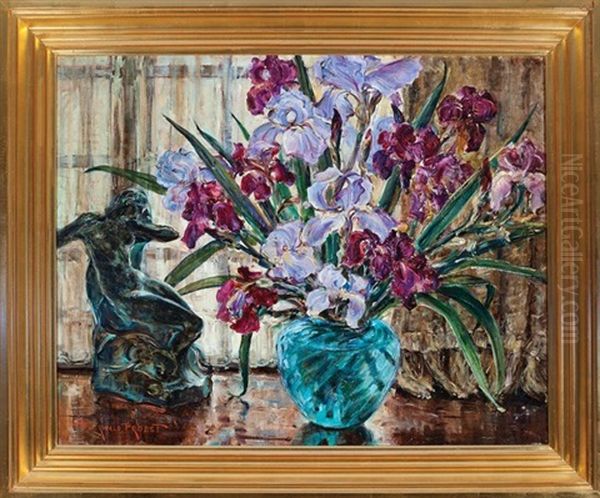 Iris In Studio Window Oil Painting by Thorwald Probst