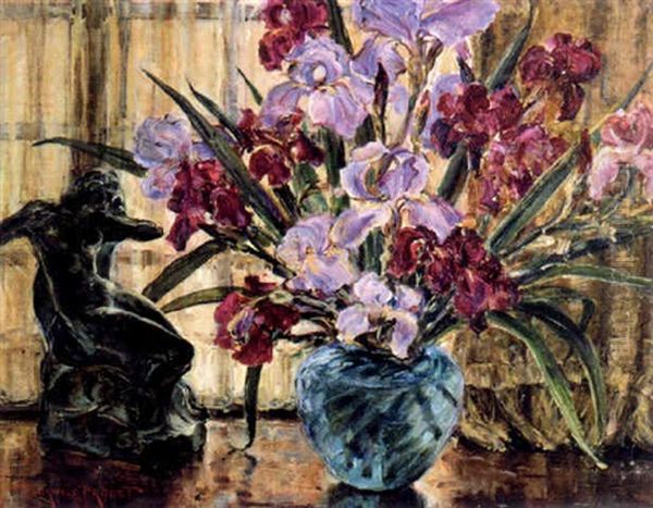 Irises Oil Painting by Thorwald Probst