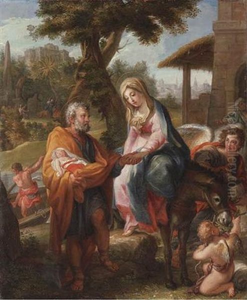 The Flight Into Egypt Oil Painting by Andrea Procaccini