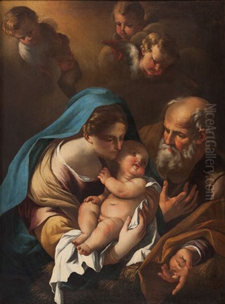 Die Heilige Familie Mit Engeln Oil Painting by Camillo Procaccini