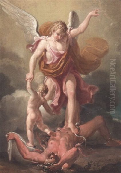 Saint Michael Triumphing Over Evil Oil Painting by Camillo Procaccini