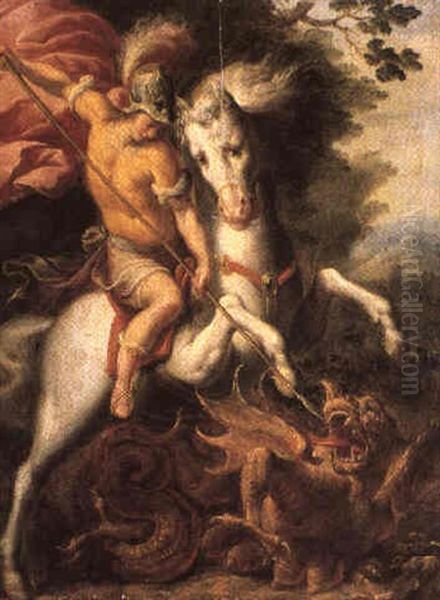 San Giorgio E Il Drago Oil Painting by Camillo Procaccini