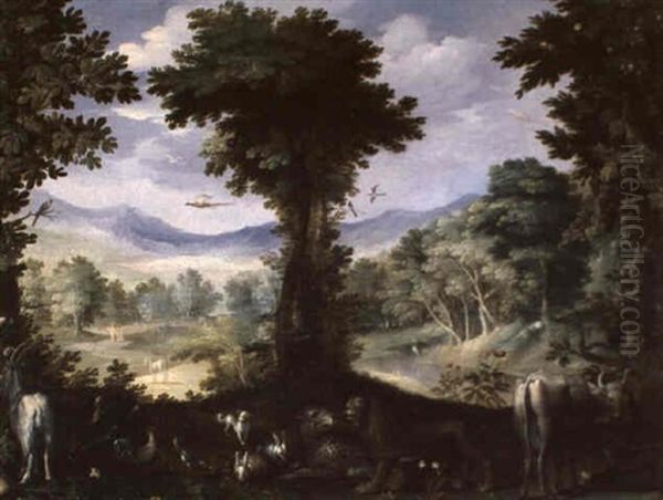 Garden Of Eden Oil Painting by Carlo Antonio Procaccini