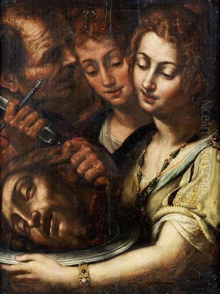 Salome With The Head Of Saint John The Baptist Oil Painting by Giulio Cesare Procaccini