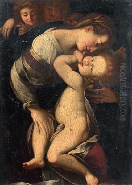 Madonna Col Bambino E Angeli Oil Painting by Giulio Cesare Procaccini