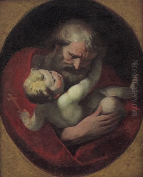 San Giuseppe Con Bambino Oil Painting by Giulio Cesare Procaccini