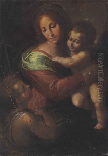 The Madonna And Child With Saint John The Baptist Oil Painting by Giulio Cesare Procaccini