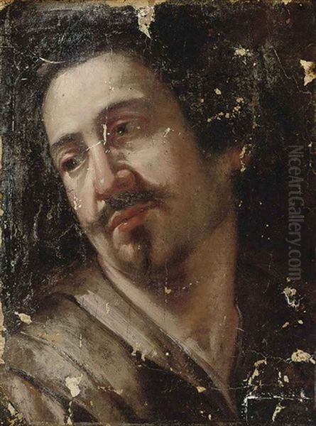 Head Of A Man (study) (fragment) Oil Painting by Giulio Cesare Procaccini