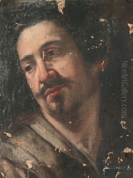 Head Of A Man (study) Oil Painting by Giulio Cesare Procaccini