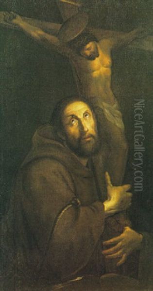 S.francesco In Adorazione Della Croce Oil Painting by Giulio Cesare Procaccini