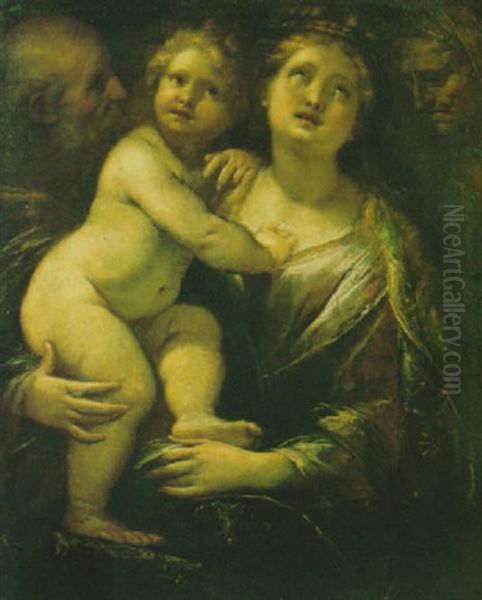 Madonna Con Bambino Ed I Santi Anna E Gioacchino Oil Painting by Giulio Cesare Procaccini