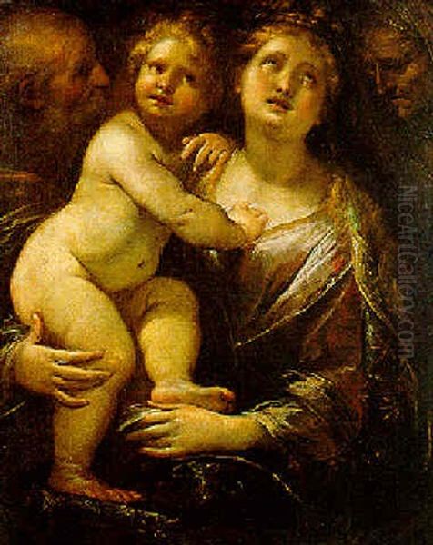 Madonna Con Bambino Ed I Santi Anna E Gioacchino Oil Painting by Giulio Cesare Procaccini