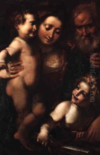 The Holy Family With The Infant Saint John Oil Painting by Giulio Cesare Procaccini