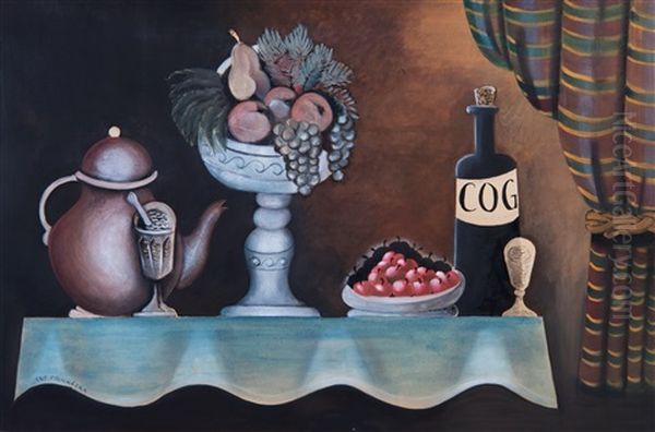 Still Life With Fruit Bowl Oil Painting by Antonin Prochazka