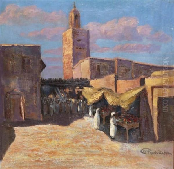 Marche Aux Abords D'une Mosquee Oil Painting by Antonin Prochazka