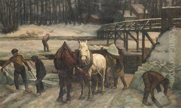 Icemen Oil Painting by Frantisek Xaver Prochazka