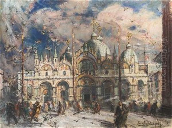 San Marco In Venice Oil Painting by Iaro Prochazka