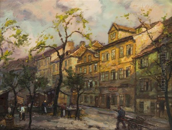 A Motif From Kampa Oil Painting by Iaro Prochazka