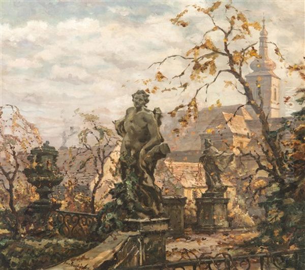 A Motif From Vrtbovska Garden Oil Painting by Iaro Prochazka