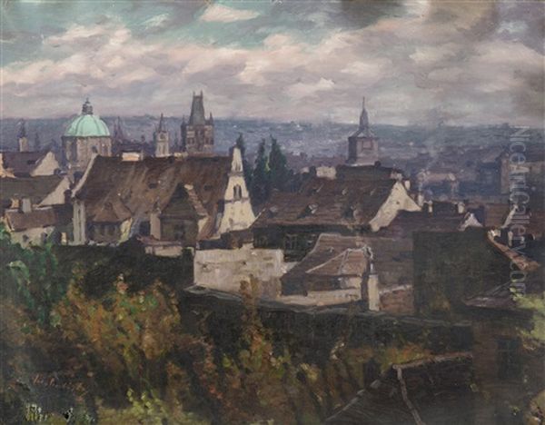 View Of Prague Oil Painting by Iaro Prochazka