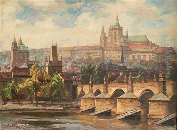 View To Prague Castle Oil Painting by Iaro Prochazka