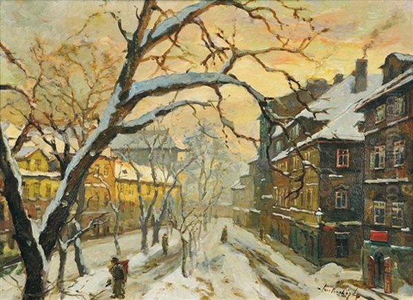 Winter Kampa Oil Painting by Iaro Prochazka