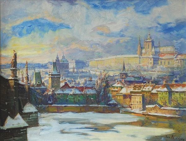 View At Prague Castle Oil Painting by Iaro Prochazka