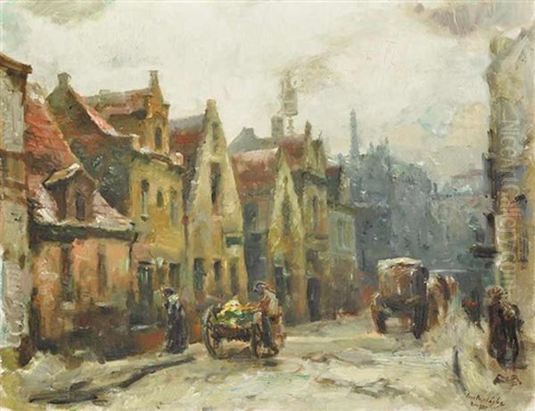 Early Morning In Bruges Oil Painting by Iaro Prochazka