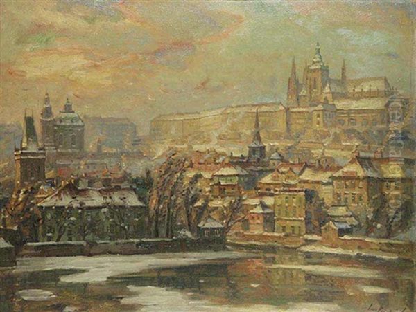 A View Of The Lesser Quarter And The Castle District Oil Painting by Iaro Prochazka