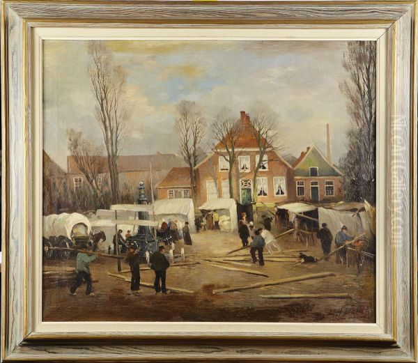 Torghandel Oil Painting by Bert Henri Bolink