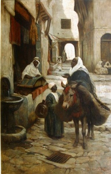 Scene De Rue En Afrique Du Nord Oil Painting by Adam Edwin Proctor