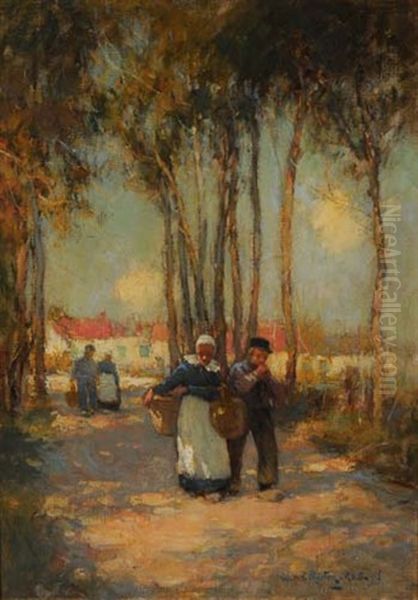 Bauern Auf Dem Weg Zum Markt Oil Painting by Adam Edwin Proctor