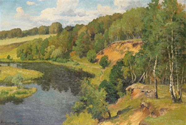 Vid Floden Oil Painting by Aleksei Matveevich Prokofiev