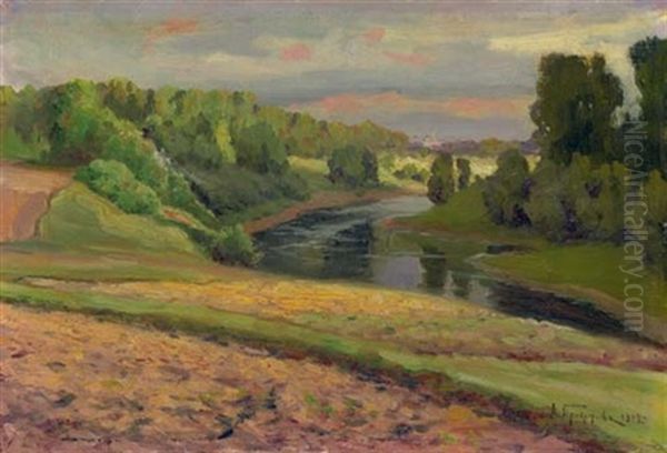 Eventide Oil Painting by Aleksei Matveevich Prokofiev