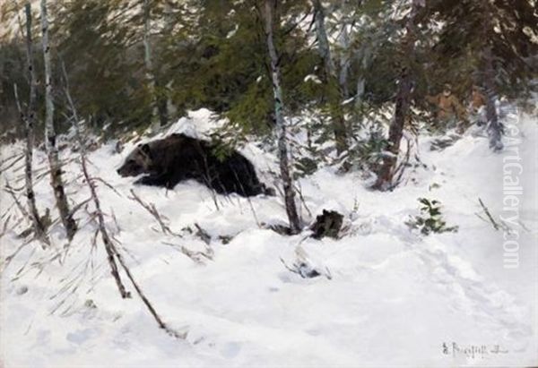 The Bear Hunt Oil Painting by Dimitri Von Prokofiev