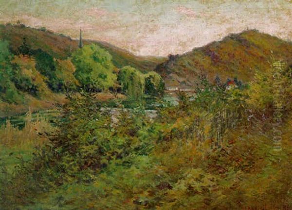 Gebirgige Fluslandschaft (ems) Oil Painting by Dimitri Von Prokofiev