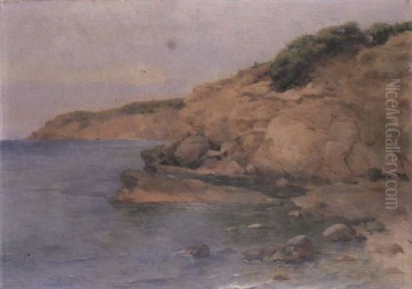 The Coast Of Vouliagmeni Oil Painting by Georgios Prokopiou