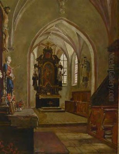 Blick In Den Chorraum Einer Kirche Oil Painting by Friedrich Anton Otto Prolss