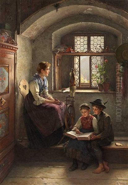 Kinder In Der Stube Oil Painting by Friedrich Anton Otto Prolss