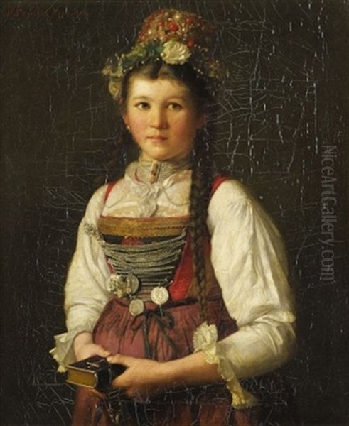 Kranzeljungfer Oil Painting by Friedrich Anton Otto Prolss