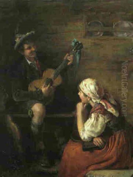 Hab' Dich Von Herzen Lieb. . . Oil Painting by Friedrich Anton Otto Prolss