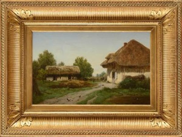 Cour De Ferme Oil Painting by Louis Hector Pron