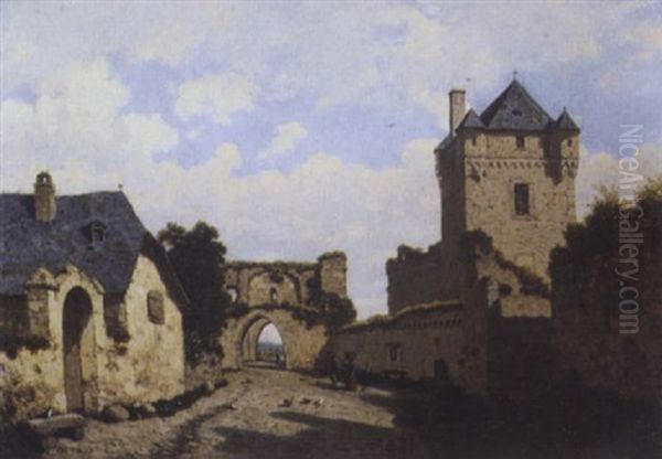 Vue D'un Chateau Oil Painting by Louis Hector Pron